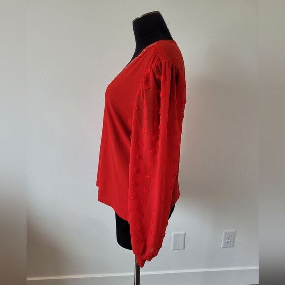 A Love Story Red Blouse Romantic Date Night Feminine Sexy Coquette Office Large - Picture 3 of 9